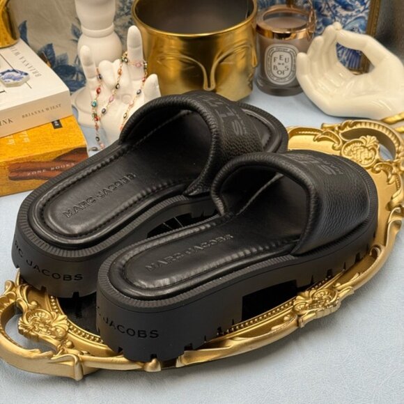 🆕 MARC JACOBS 🧿 NWOB The Lug Sole Slide, Black Leather - Sz 36 US 6 - Picture 6 of 16